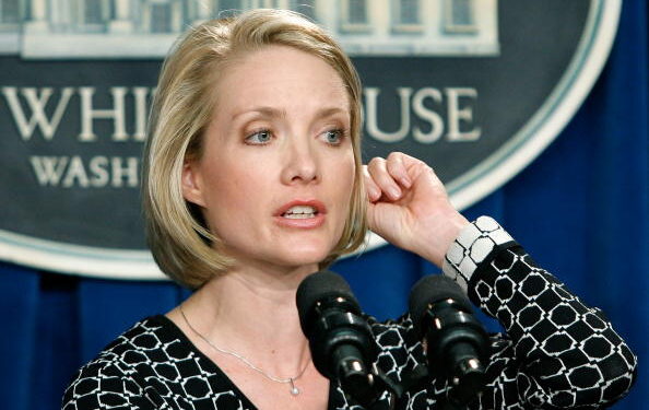 WASHINGTON - MARCH 27:  Deputy White House Press Secretary Dana Perino talks to reporters about White House Press Secretary Tony Snow during a briefing at the White House March 27, 2007 in Washington DC. Snow underwent surgery yesterday to remove a small growth from his lower abdomen. Doctors determined that the growth was cancerous and that it had spread to his liver.  (Photo by Mark Wilson/Getty Images)